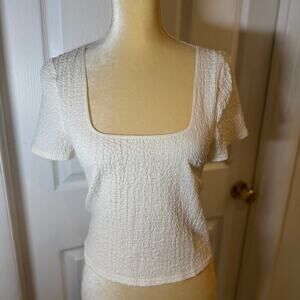 NWT Madewell Popcorn Crop Short Sleeve Top in Lighthouse Size M